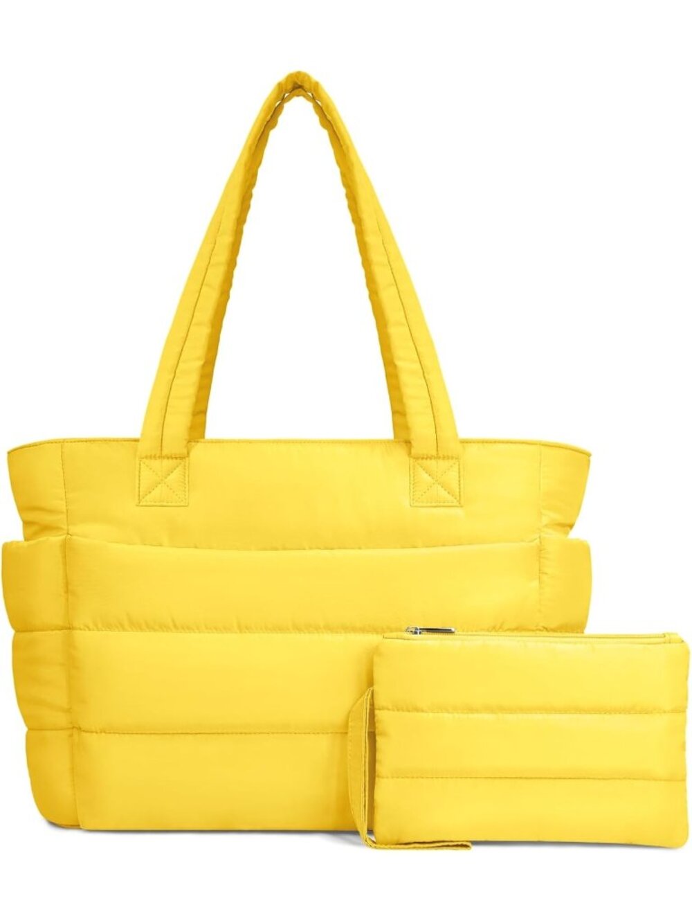 Women's Yellow Travel lightweight Puffy Tote Handbag Quilted Shoulder Bag